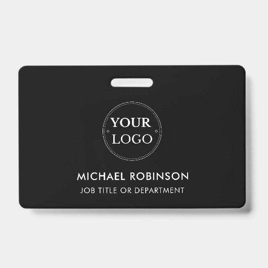 Bedrijf Logo ID Medewerker Minimalistisch Zwart Badge (Voorzijde)