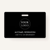 Bedrijf Logo ID Medewerker Minimalistisch Zwart Badge (Voorkant)