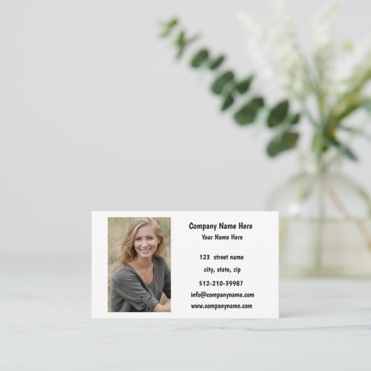 Bedrijf Logo, info & foto Witte Achtergrond op Visitekaartje (Staand voorkant)