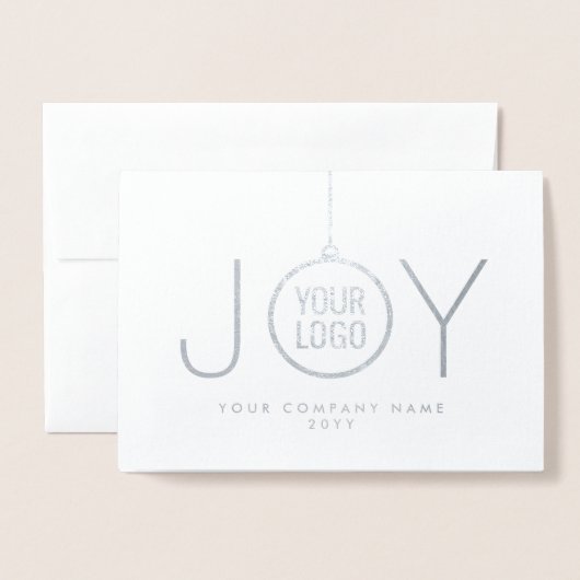 Bedrijf Logo JOY Kerstversiering Vakantiefoto Folie Kaarten (Voorkant met envelop)
