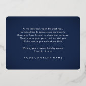 Bedrijf Logo Kerst Ornamenten Navy Blue Unique Folie Feestdagenkaart (Achterkant)