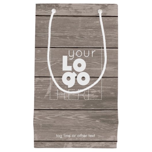 Bedrijf Logo Kleine Houten Print Papier Winkeltas Klein Cadeauzakje (Voorkant)