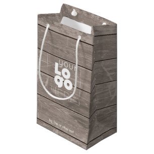 Bedrijf Logo Kleine Houten Print Papier Winkeltas Klein Cadeauzakje