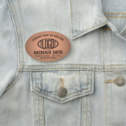 Bedrijf Logo Koper Kleur Plastic Ovaal Medewerker Naamplaatje (In situ)