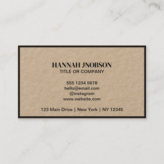 Bedrijf Logo l Modern Clean Rustiek Zwart Script Visitekaartje (Achterkant)