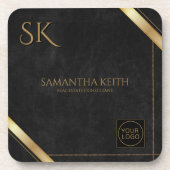 Bedrijf Logo Luxury Black Custom Bier Onderzetter (Voorkant)