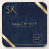 Bedrijf Logo Luxury Navy Leather 2025 Custom Bier Onderzetter (Voorkant)