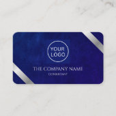 Bedrijf Logo Luxury Royal Blue Leather Visitekaartje (Voorkant)