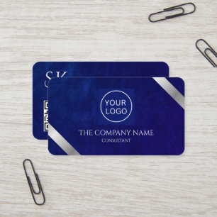 Bedrijf Logo Luxury Royal Blue Leather Visitekaartje