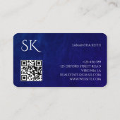 Bedrijf Logo Luxury Royal Blue Leather Visitekaartje (Achterkant)
