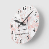 Bedrijf logo marmeren roos goud ronde klok (Hoek)