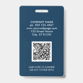 Bedrijf Logo Medewerker Foto Blauw ID Badge (Achterkant)