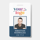 Bedrijf Logo Medewerker Foto Blauw ID Badge (Voorzijde)