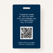 Bedrijf Logo Medewerker Foto Blauw ID Badge (Achterkant)