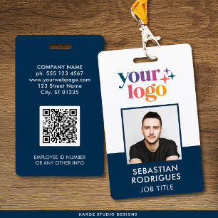 Bedrijf Logo Medewerker Foto Blauw ID Badge