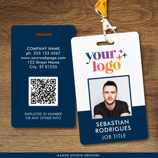 Bedrijf Logo Medewerker Foto Blauw ID Badge