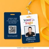 Bedrijf Logo Medewerker Foto Blauw ID Badge