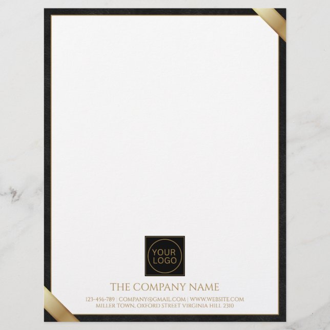 Bedrijf Logo Modern Navy Leather Letterhead Briefhoofd (Voorkant)