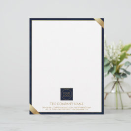 Bedrijf Logo Modern Navy Leather Letterhead Briefhoofd