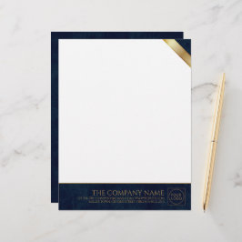 Bedrijf Logo Modern Navy Leather Letterhead Briefhoofd