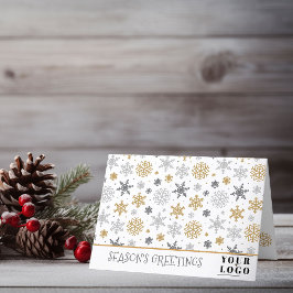 Bedrijf Logo Modern Snowflake Doodle Art Folded Feestdagen Kaart