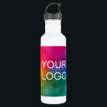 bedrijf Logo Modern Top Beste Sjabloon Waterfles<br><div class="desc">Upload Afbeelding Photo Business Company Logo of Afbeelding,  foto,  voeg tekst Trendy Modern Elegant Custom Sjabloon 24 oz Roestvrijstalen Witte Waterfles toe.</div>