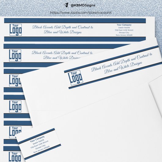 Bedrijf Logo Motto Blauw Zwart Wit Retouradres