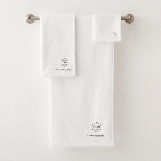 Bedrijf Logo Naam QR Code Business White Bad Handdoek (Insitu)