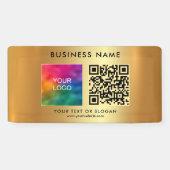 Bedrijf Logo Naam QR Code Outdoor Custom Gold Spandoek (Horizontaal)