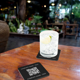Bedrijf logo naam QR code zwart wit Bier Onderzetter