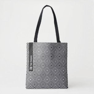 Bedrijf Logo Naam Sociaal Zwart & Wit Patroon Tote Bag