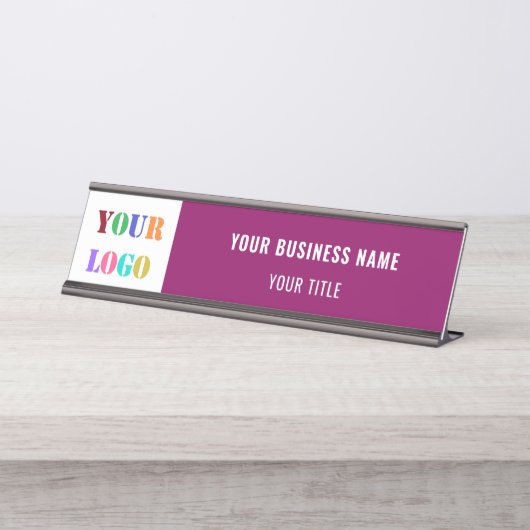 Bedrijf Logo Naam Tekst Info Uw Bedrijf Bureau Naambordje (Voorkant)