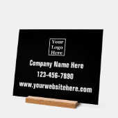 Bedrijf Logo Naam Telefoon Website op Zwart Acryl Bord (Hoek)