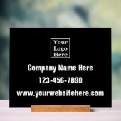 Bedrijf Logo Naam Telefoon Website op Zwart Acryl Bord (Neutraal)
