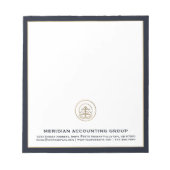 Bedrijf Logo Navy Blue Border Notitieblok (Voorkant)