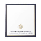 Bedrijf Logo Navy Blue Border Notitieblok (Voorkant)