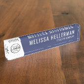 Bedrijf Logo Navy Blue Executive Professional Naambordje (Zijkant)