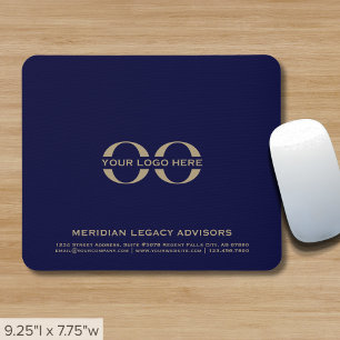 Bedrijf Logo Navy Blue Gold Muismat