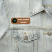 Bedrijf Logo op Classic Brown Leather Print Naamplaatje (In situ)