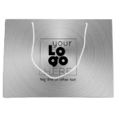 Bedrijf Logo op Modern Radial Brushed Silver Metal Groot Cadeauzakje (Voorkant)