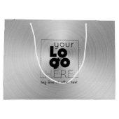 Bedrijf Logo op Modern Radial Brushed Silver Metal Groot Cadeauzakje (Achterkant)
