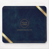 Bedrijf Logo Premium Navy Leather 2025 Custom Muismat (Voorkant)