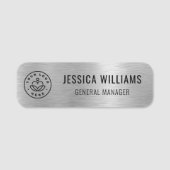 Bedrijf Logo Professional Faux Silver Naamplaatje (Voorkant)