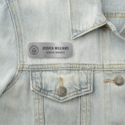 Bedrijf Logo Professional Faux Silver Naamplaatje (In situ)