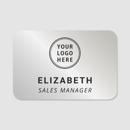 Bedrijf Logo Professional Silver Naamplaatje (Voorkant)