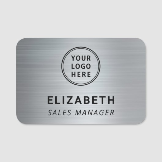 Bedrijf Logo Professional Silver Naamplaatje (Voorkant)