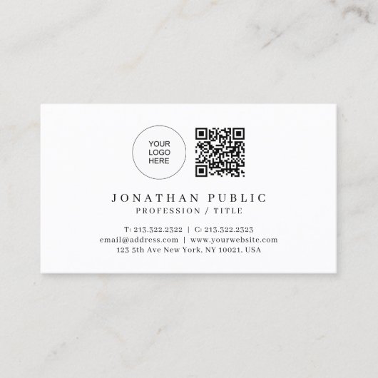 Bedrijf Logo Professioneel Modern Elegant QR-code Visitekaartje (Voorkant)