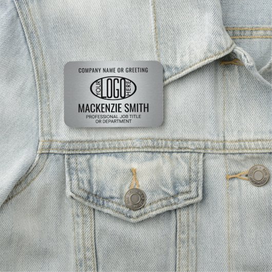 Bedrijf Logo Professioneel werknemer Faux Silver Naamplaatje (In situ)