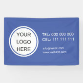 Bedrijf Logo Promotie Contact Blauw & Wit Spandoek (Horizontaal)