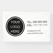 Bedrijf Logo Promotionele Contact Zwart & Wit Spandoek (Horizontaal)